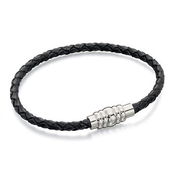 Fred Bennett Black Leather Bracelet | Hoppers Jewellers