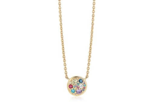 Necklace Novara - 18k Gold Plated With Multicoloured Zirconia