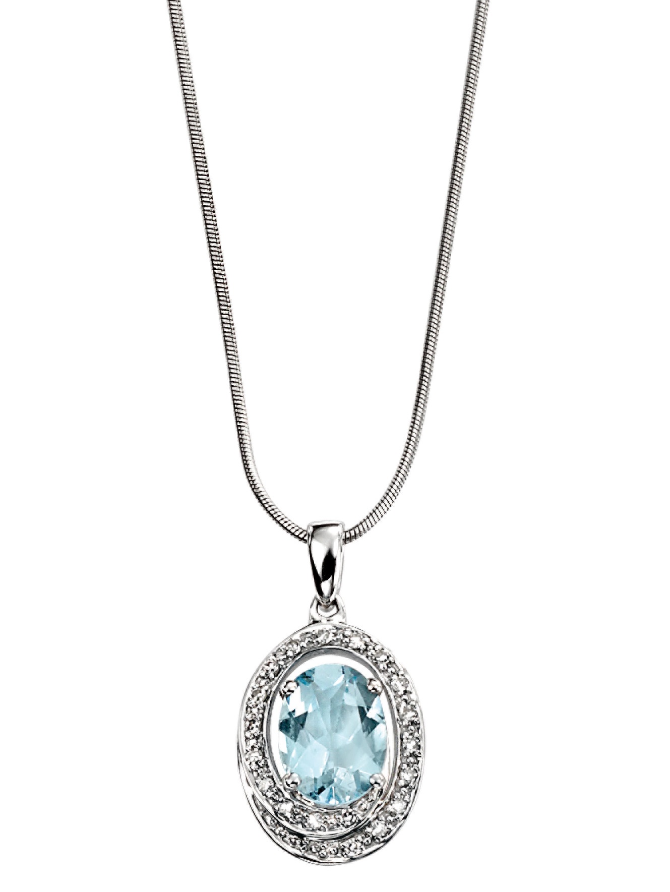 9ct Gold Aquamarine and Diamond Pendant | Hoppers Jewellers