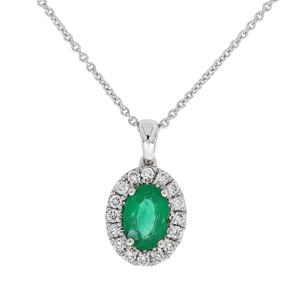 Emerald and Diamond Cluster Pendant | Hoppers Jewellers
