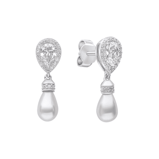 Diamonfire Pearl and Zirconia Drop Earrings