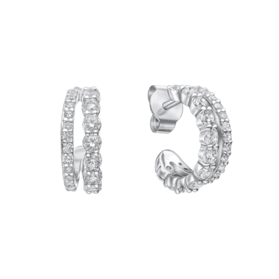 Diamonfire Double Row 3/4 Hoop Earrings