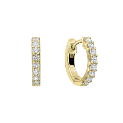 Claw Set Zirconia Gold Hoop Earrings