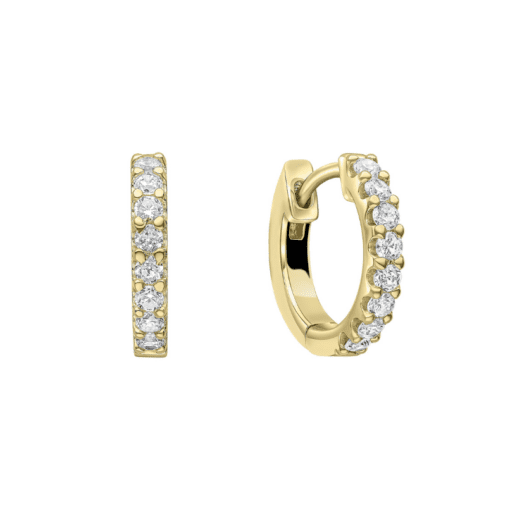 Claw Set Zirconia Gold Hoop Earrings